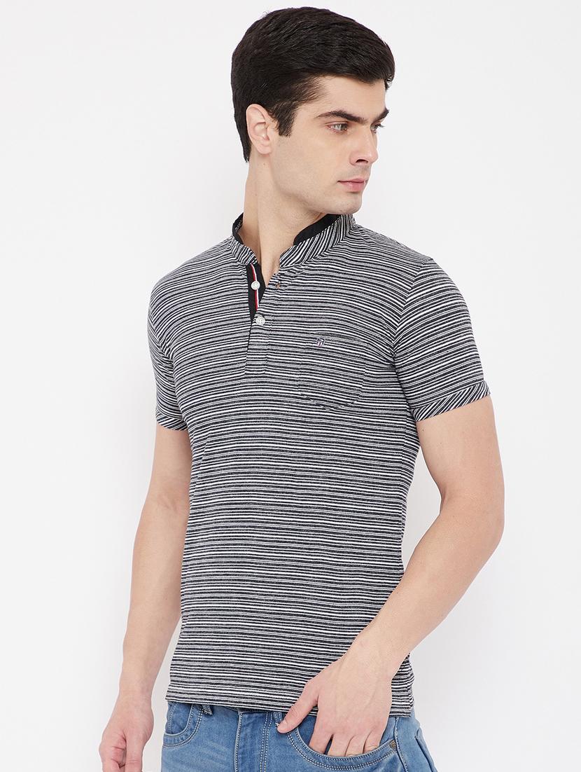 black striped collared t-shirt - 17784936 - Standard Image - 1