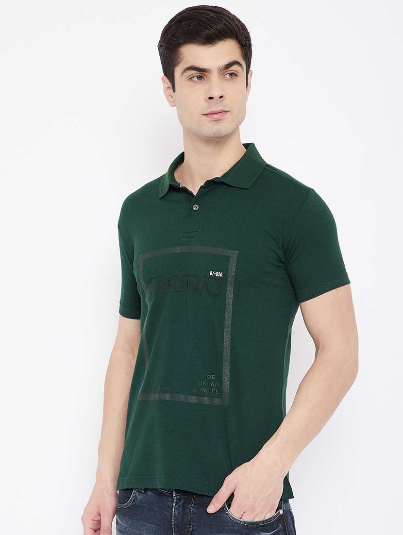 green printed polo t-shirt - 17784942 - Standard Image - 1