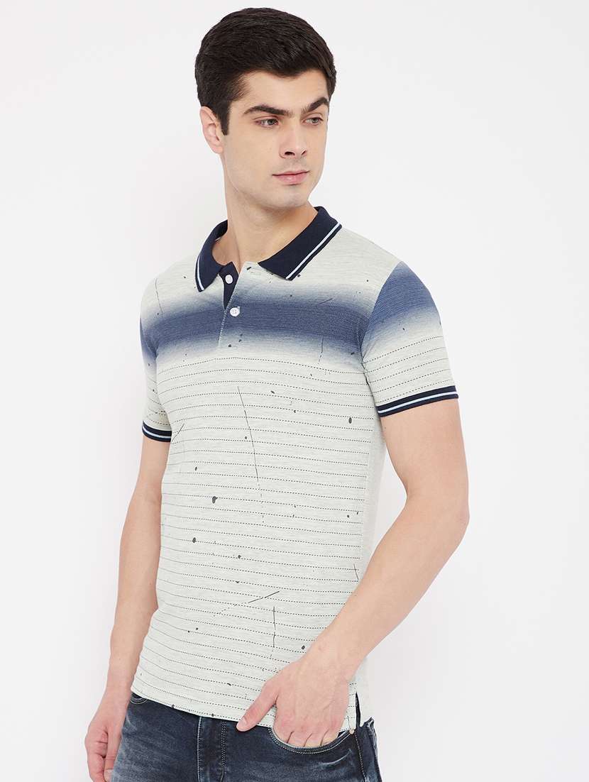 grey striped polo t-shirt - 17784947 -  Standard Image - 1