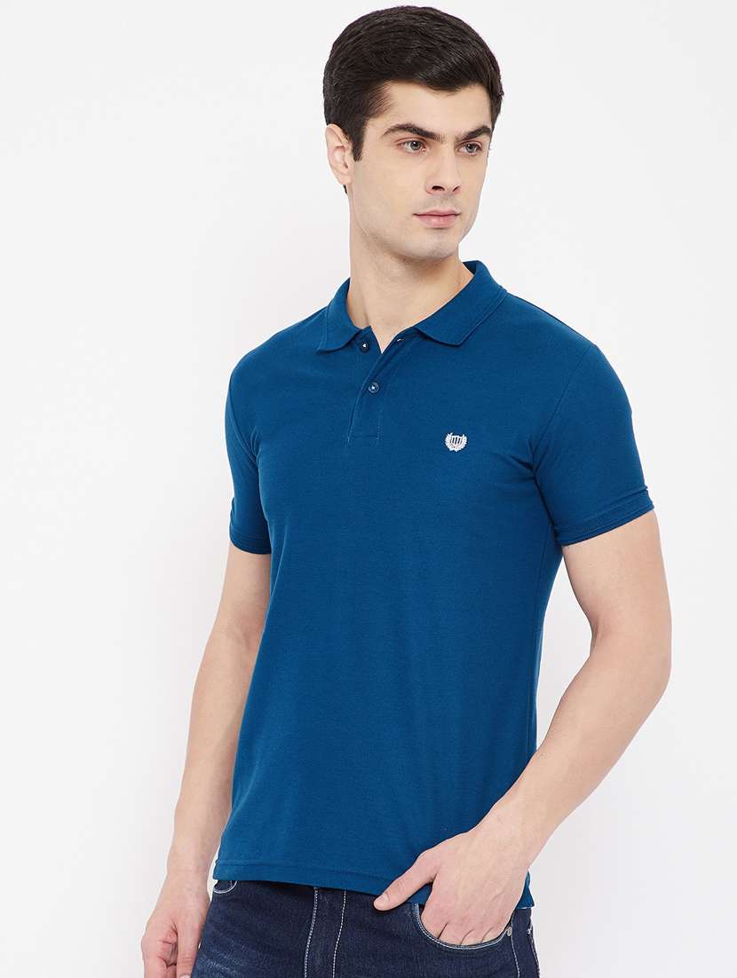blue solid polo t-shirt - 17784949 -  Standard Image - 1