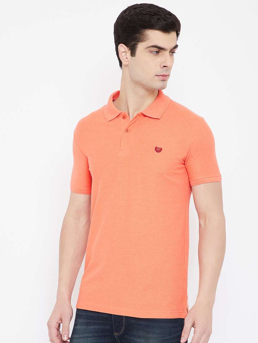 orange solid polo t-shirt - 17784952 - Standard Image - 1