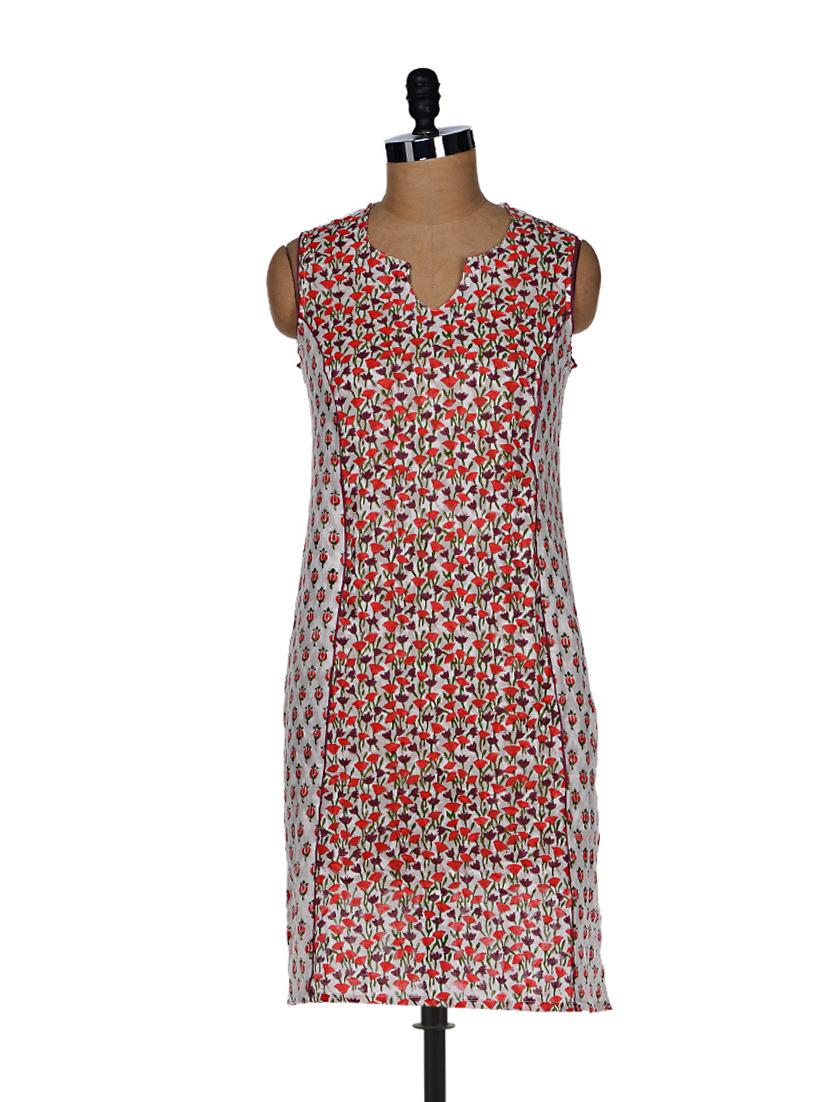 Field Of Flowers-printed Kurta - Cotton Curio