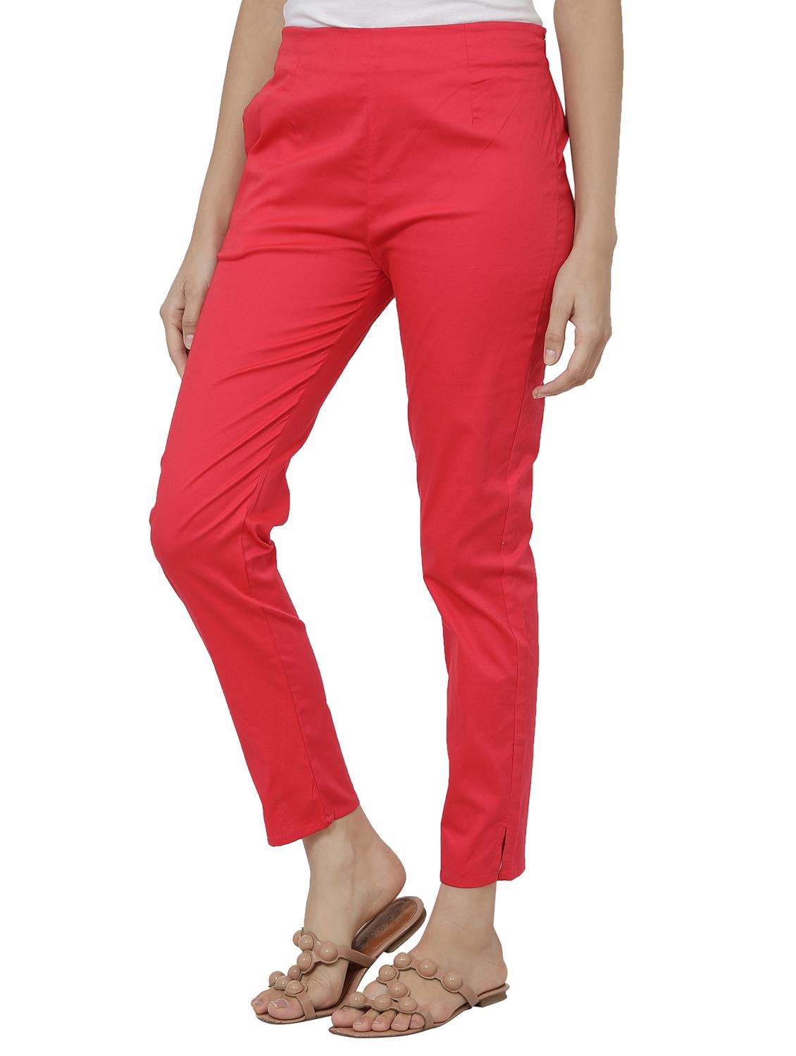 red solid tapered pant - 17785149 - Standard Image - 1