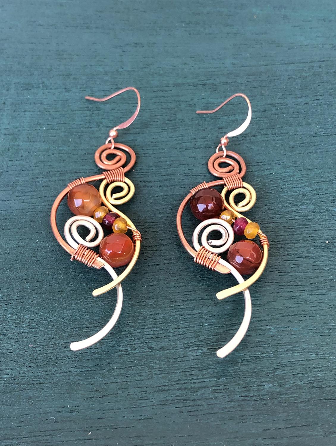 orange copper drop earring - 17785304 - Zoom Image - 0