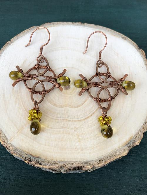 green copper drop earring - 17785310 - Standard Image - 0