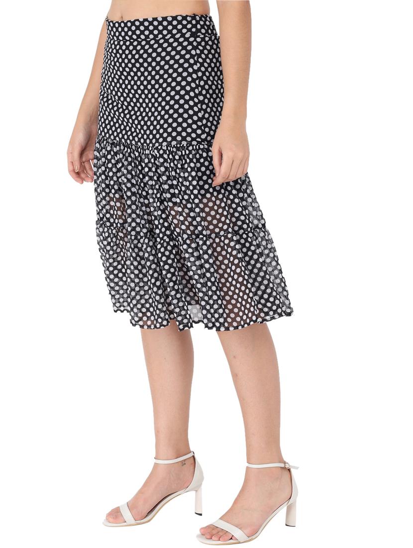 high rise polka dot flared skirt - 17785539 - Standard Image - 1