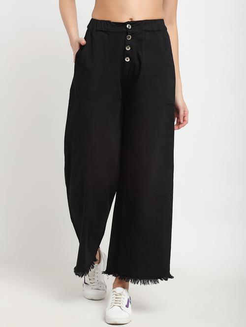 mid rise denim palazzo - 17785550 - Standard Image - 0