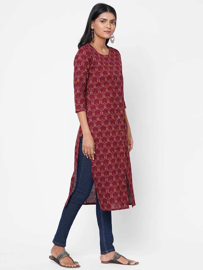 ikat printed straight kurta - 17785772 - Standard Image - 1