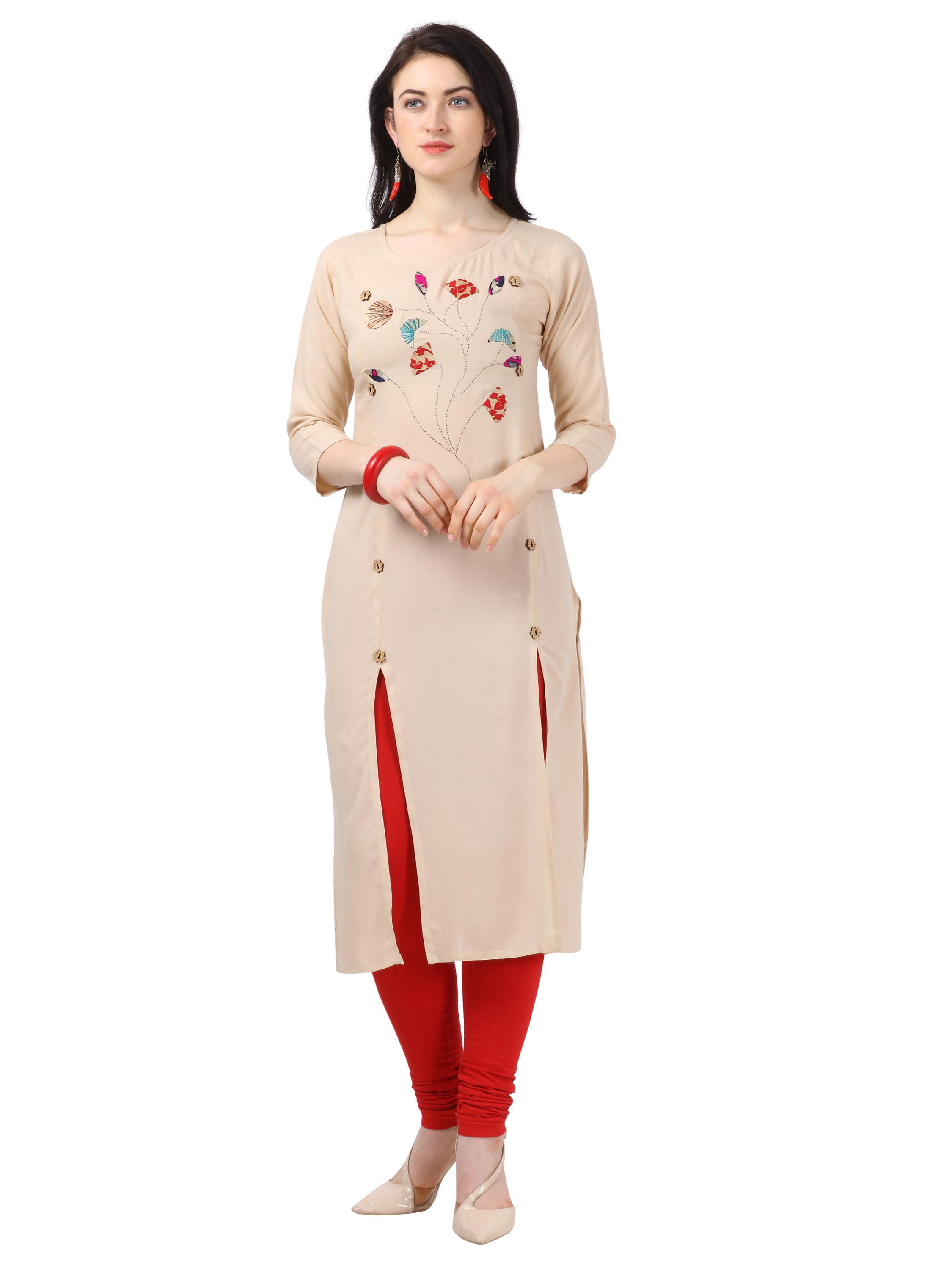 cream rayon dress - 17786178 - Standard Image - 1
