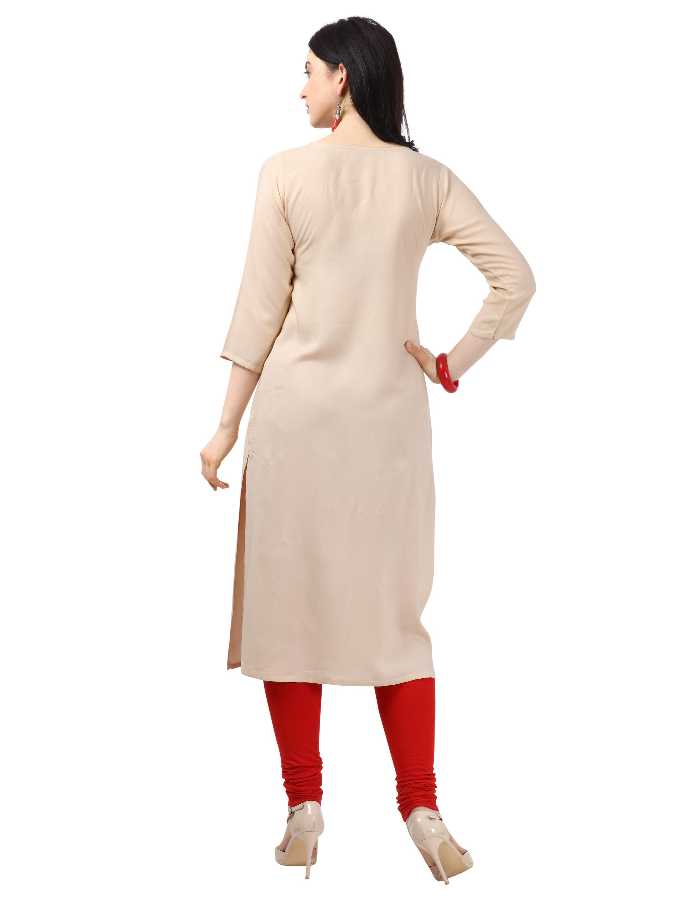 cream rayon dress - 17786178 - Standard Image - 4