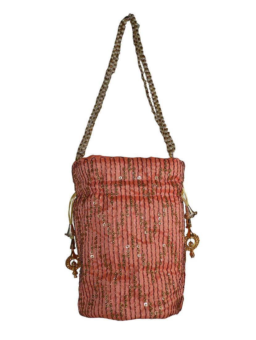 pink colored canvas ethnic potli - 17786515 -  Standard Image - 1