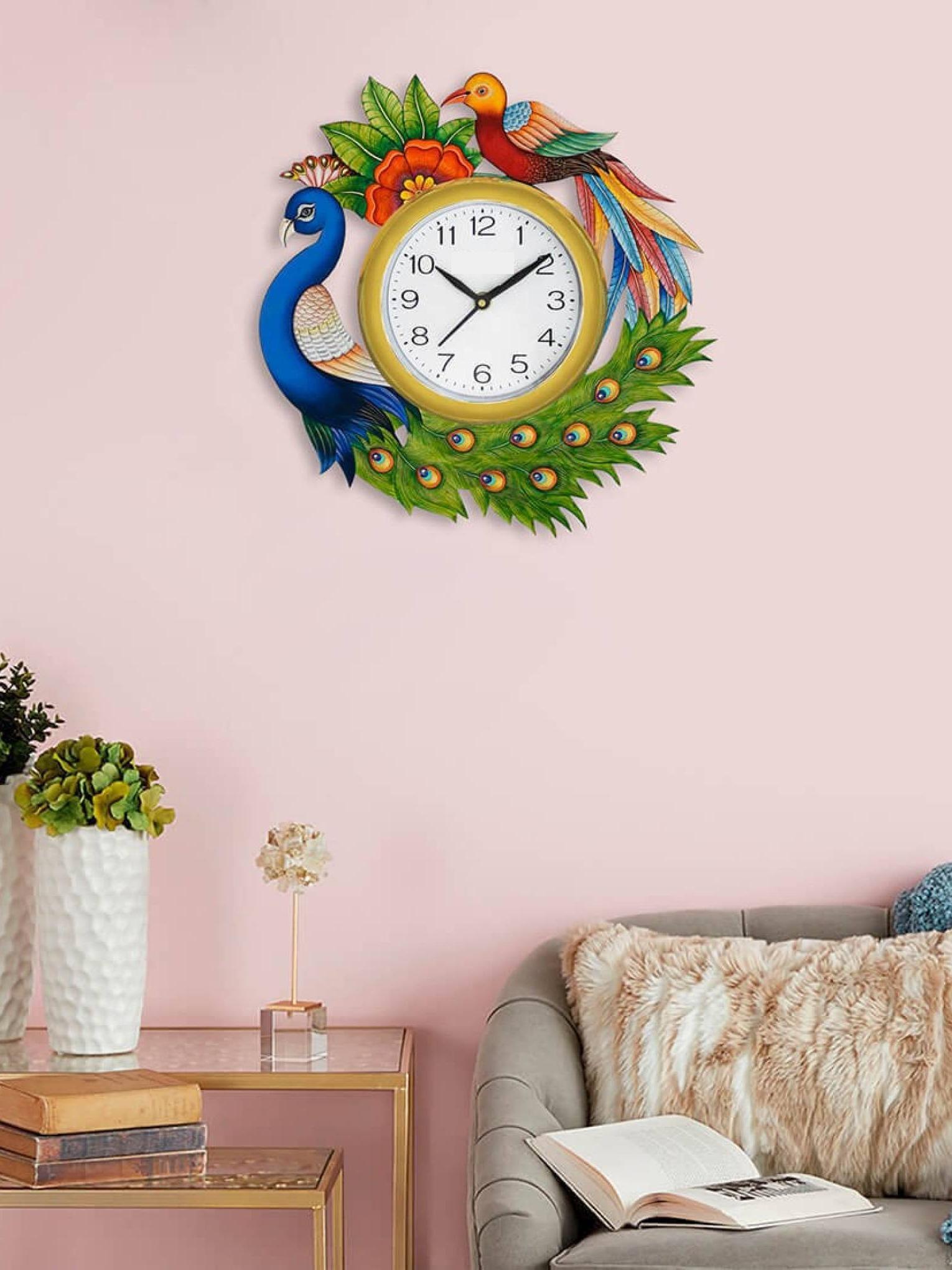 handpainted wooden wall clock with beautiful  - 17786955 -  Standard Image - 1