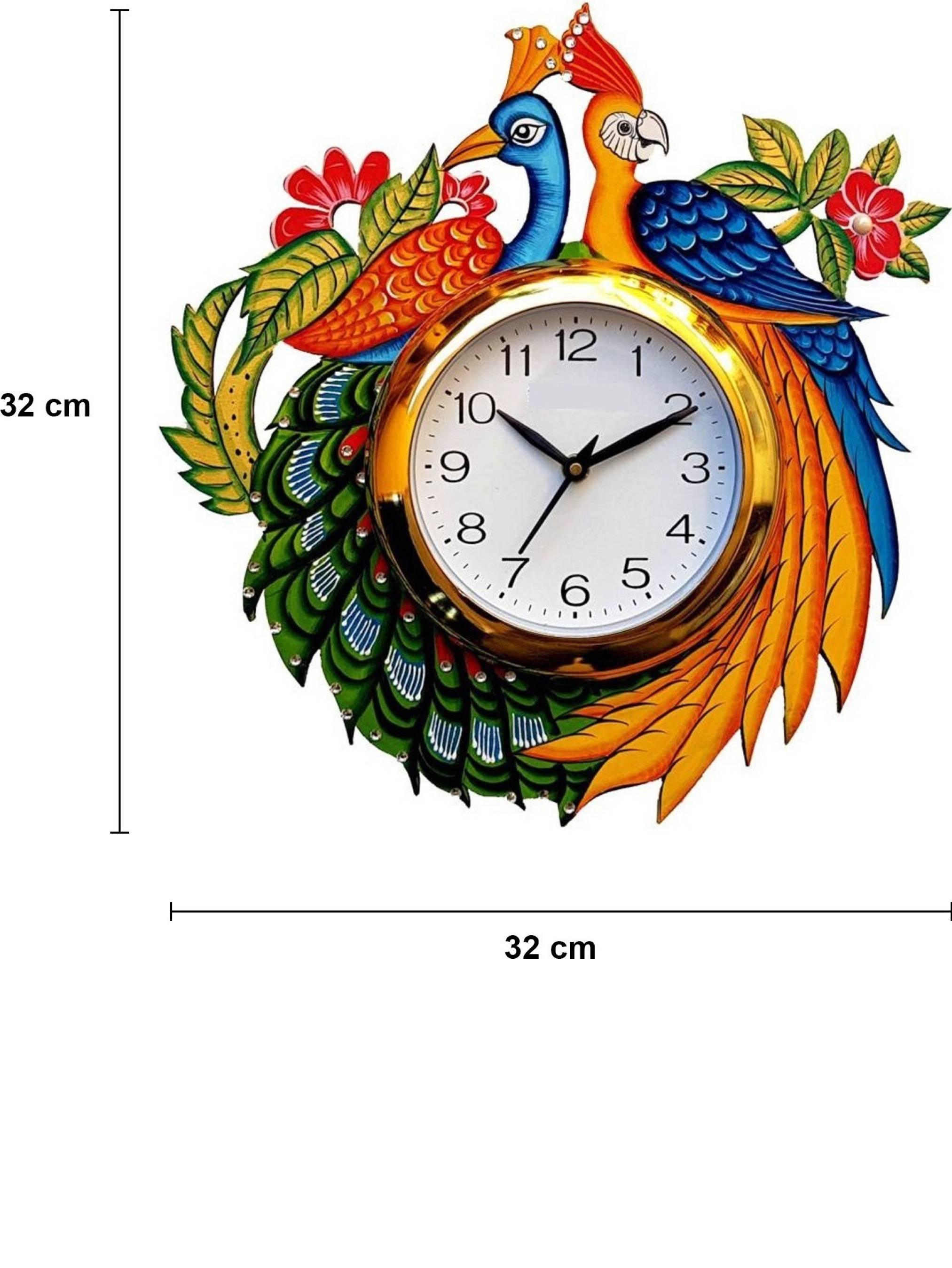 handpainted wooden wall clock with beautiful - 17786958 - Standard Image - 1