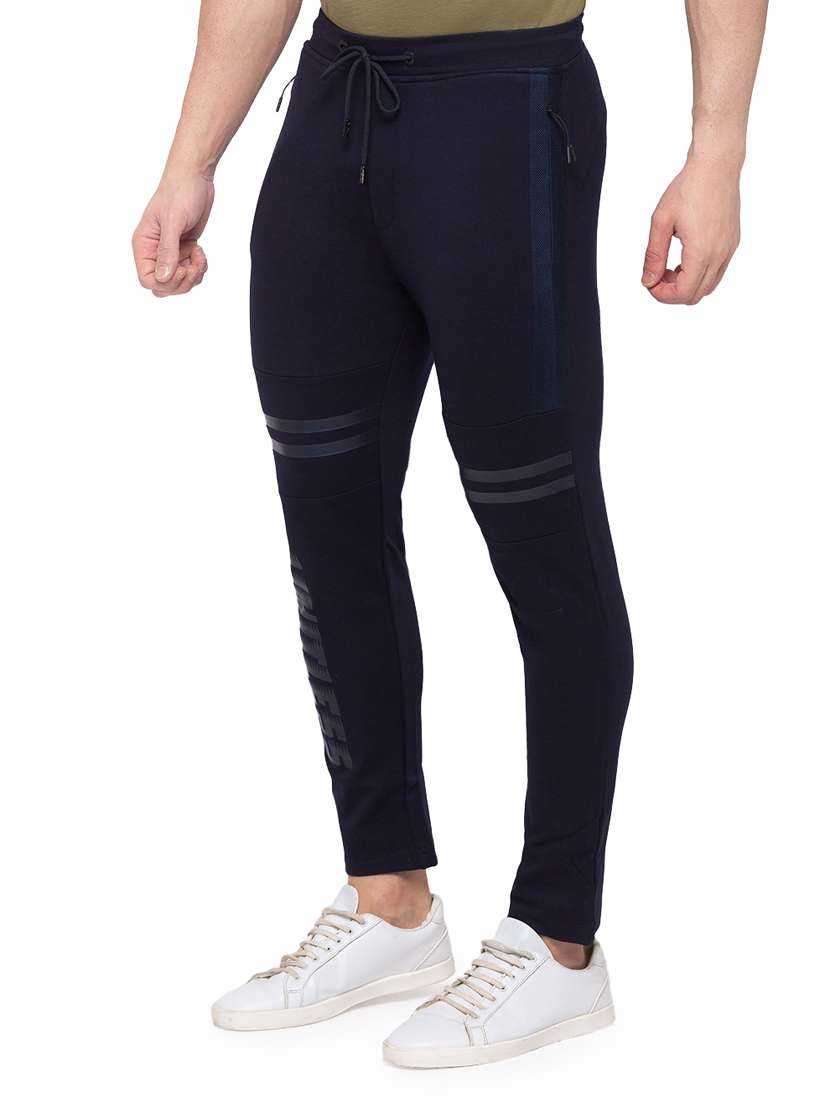 navy blue printed full length track pant - 17789738 -  Standard Image - 1
