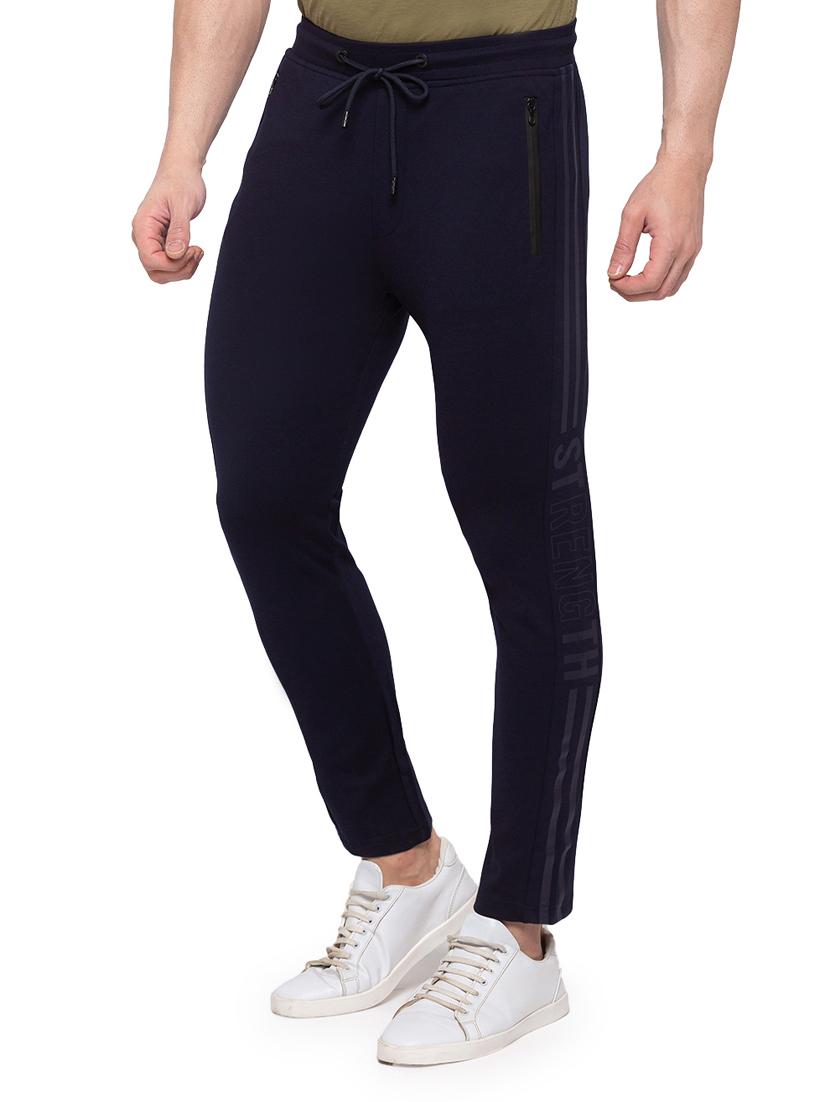 navy blue side striped full length track pant - 17789742 -  Standard Image - 1