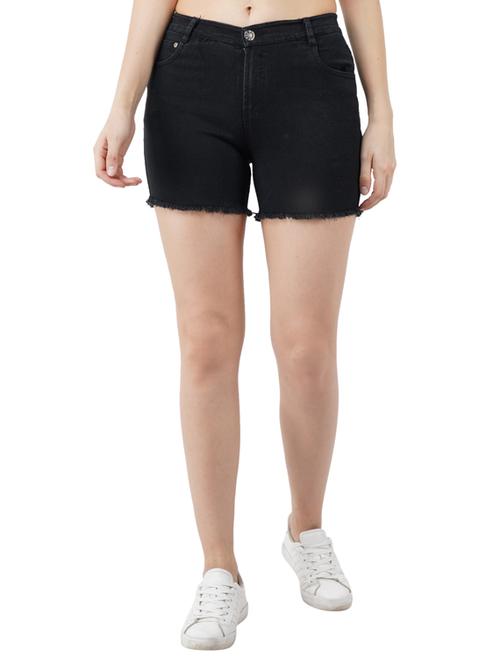 frayed hem denim shorts - 17789953 - Standard Image - 0
