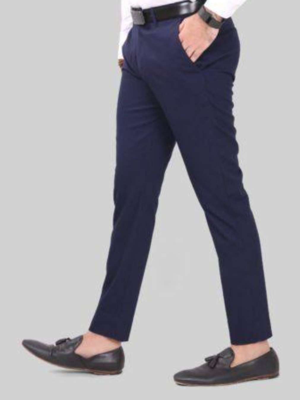 navyblue cotton formal trousers - 17790047 -  Standard Image - 1