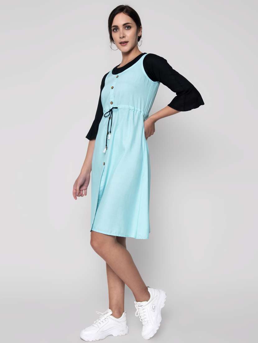 drawstring waist solid dungaree dress - 17790409 -  Standard Image - 1