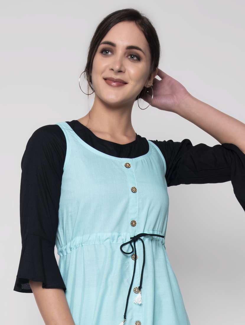 drawstring waist solid dungaree dress - 17790409 -  Standard Image - 4