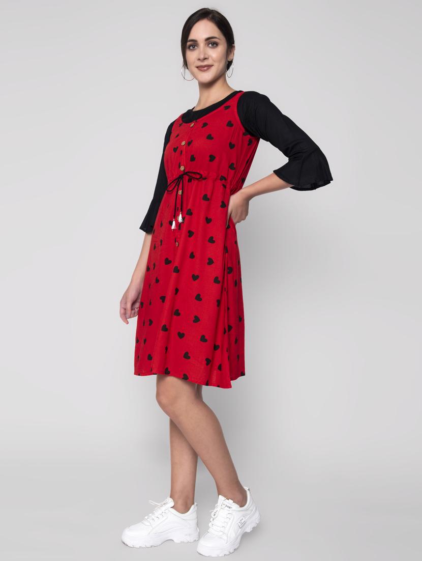 drawstring waist printed dungaree dress - 17790410 - Standard Image - 1