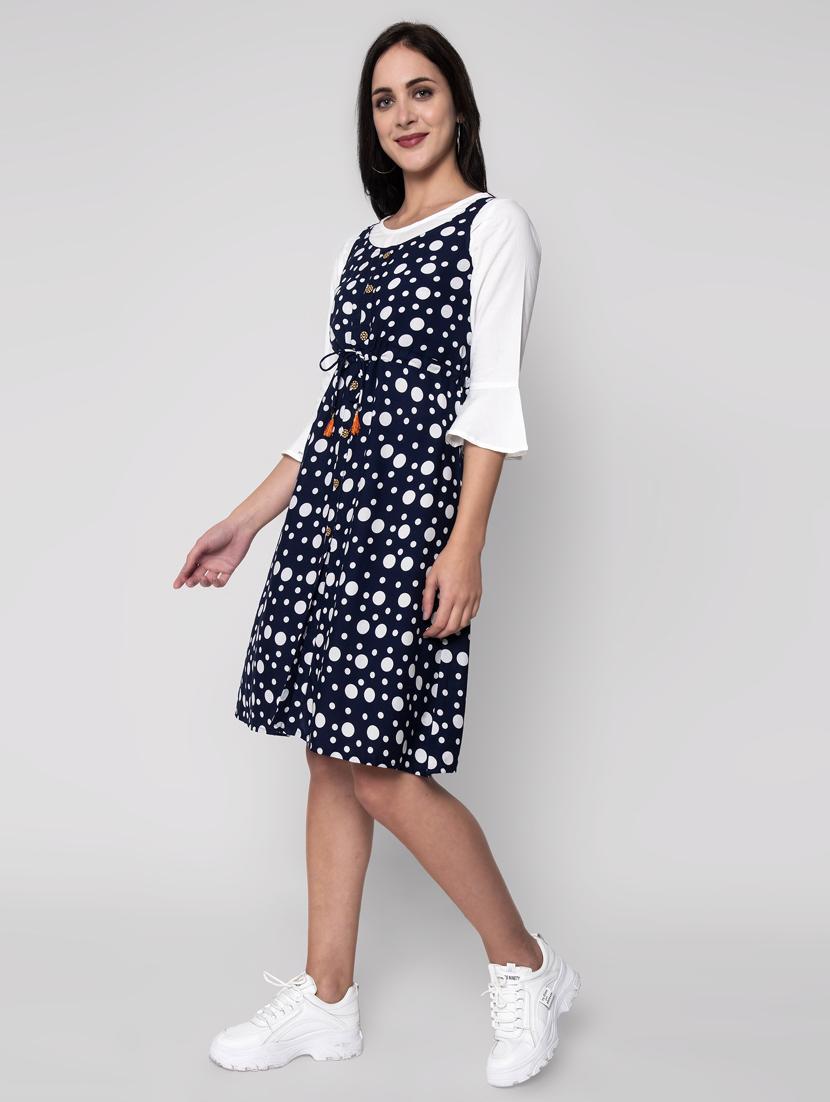 drawstring waist printed dungaree dress - 17790412 - Standard Image - 1