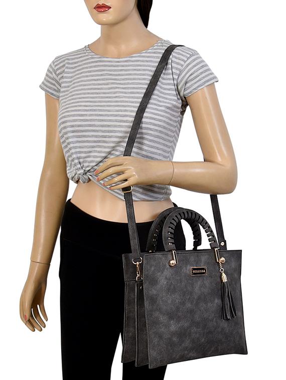grey leatherette (pu) handbag - 17790439 - Standard Image - 4