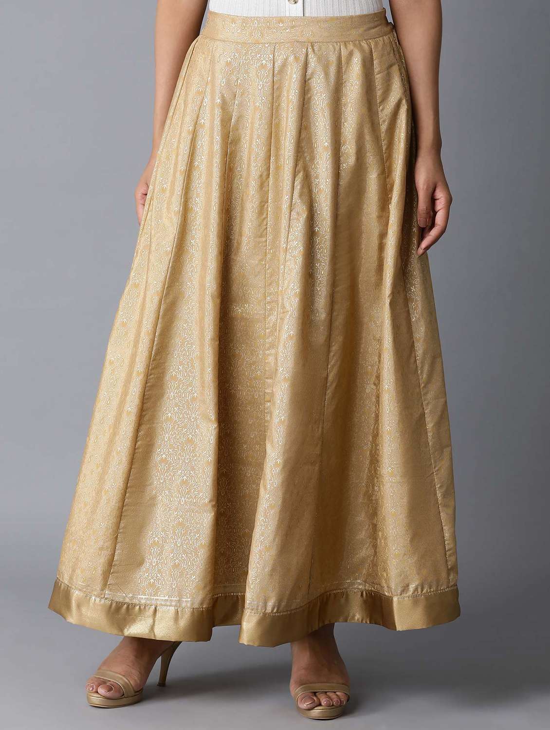 gold flared skirt