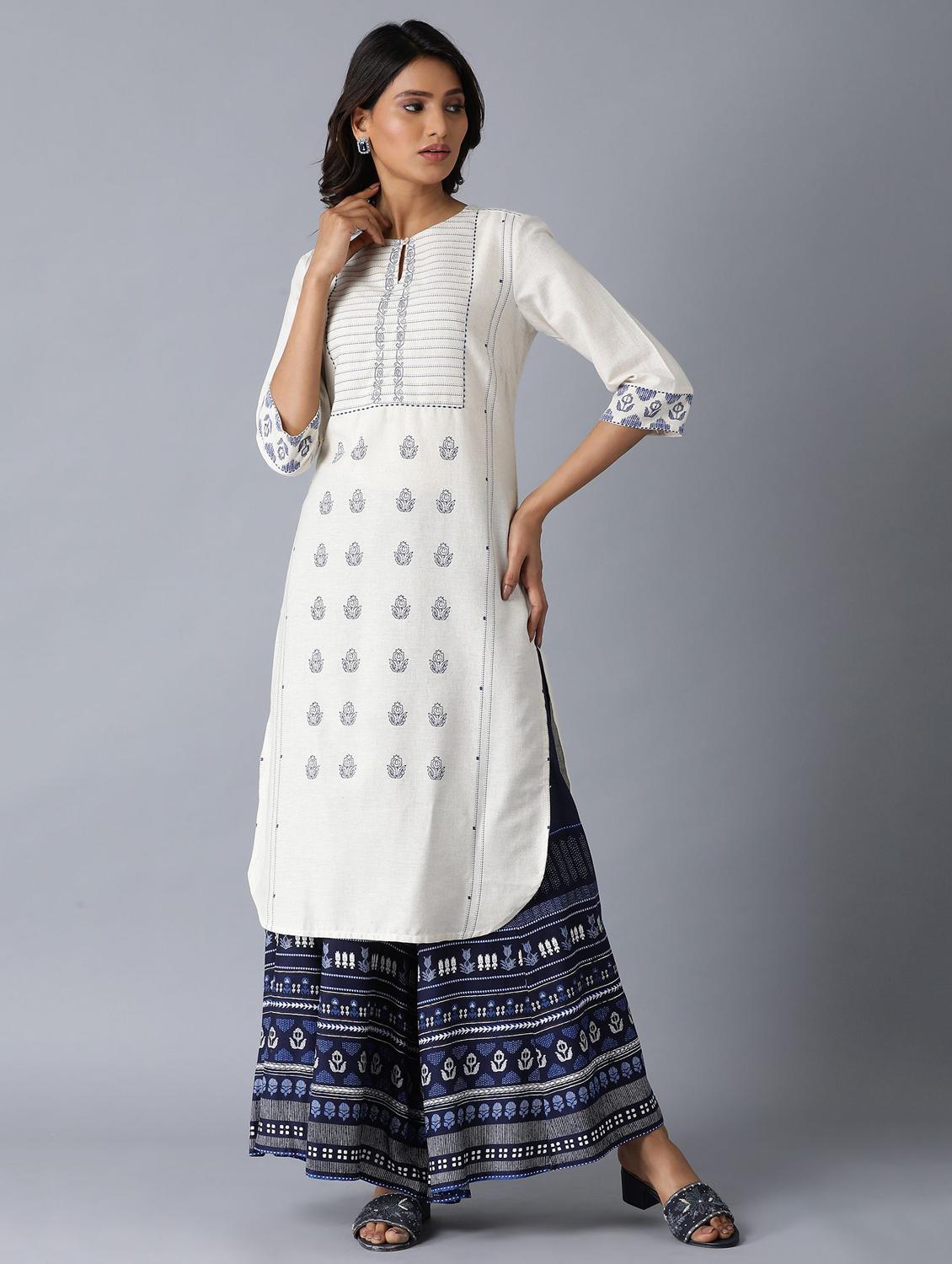 dark blue cotton flared skirt - 17791063 - Standard Image - 4