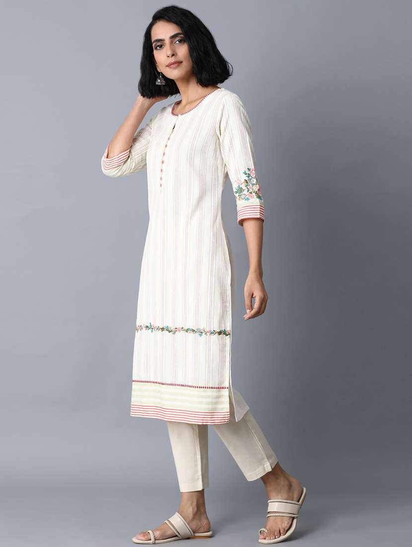 embroidered straight kurta - 17791127 -  Standard Image - 1