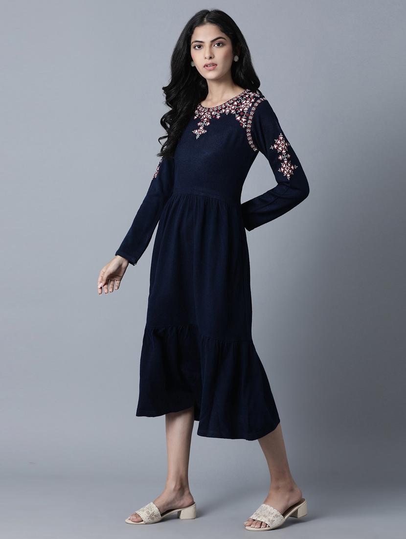 embroidered solid ethnic dress - 17791191 -  Standard Image - 1