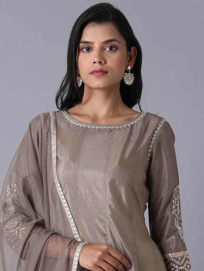 embroidered kurta salwar set - 17791474 - Standard Image - 4