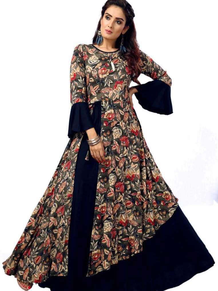 floral printed layered ethnic dress