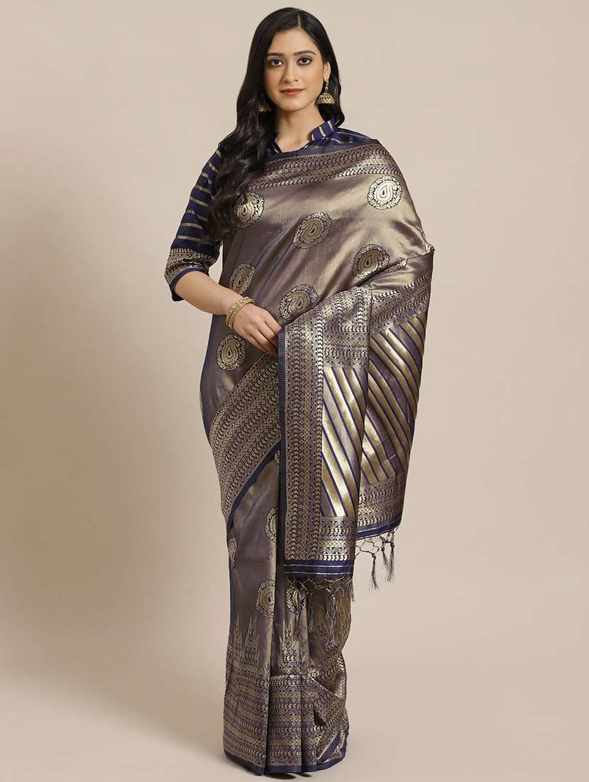 solid woven saree with blouse