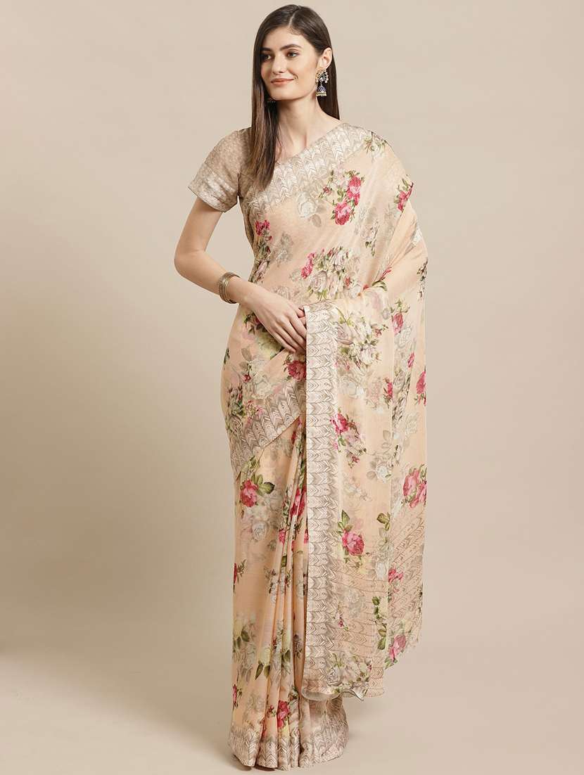 floral printed saree with blouse