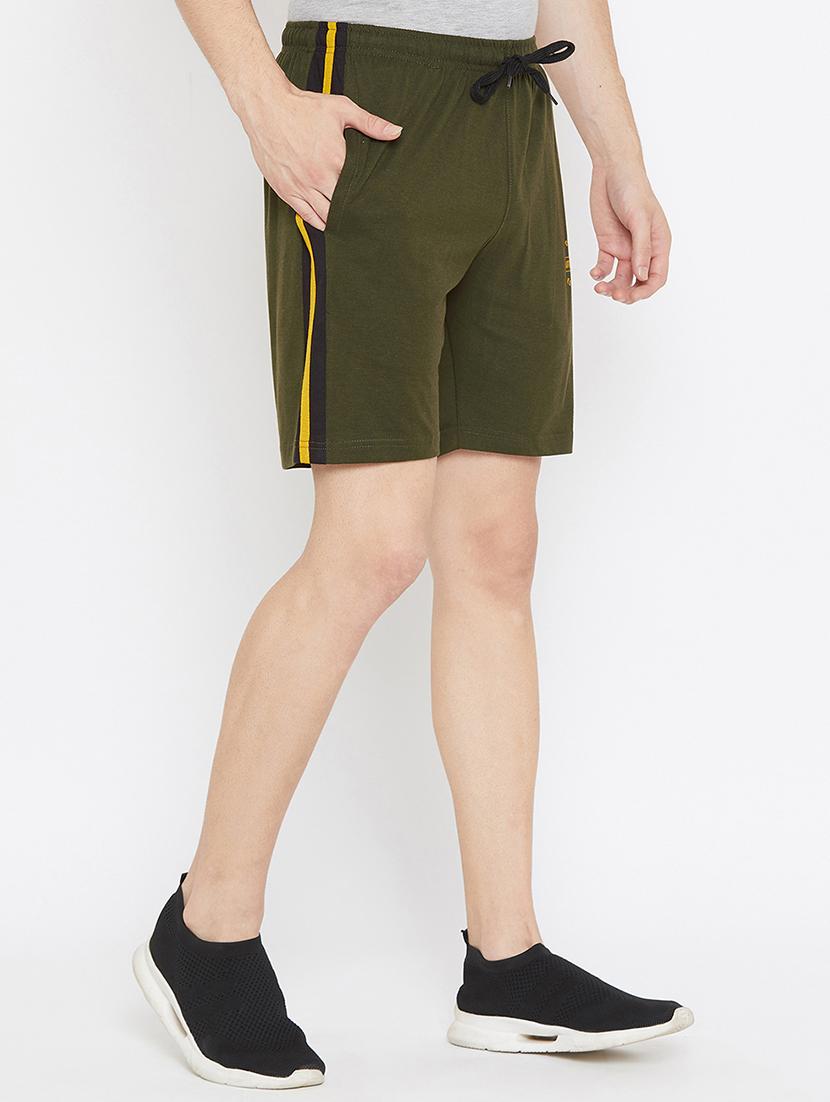 olive green side taped shorts - 17792165 -  Standard Image - 1