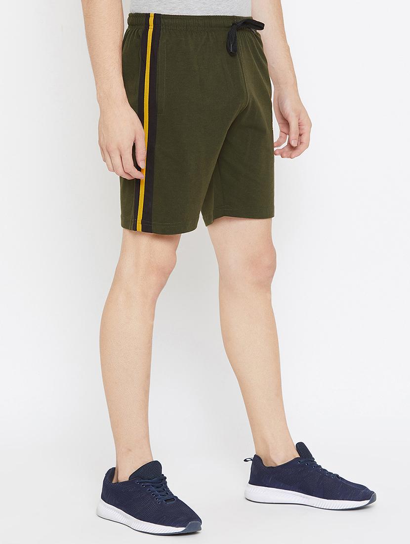 olive green side striped shorts - 17792170 - Standard Image - 1
