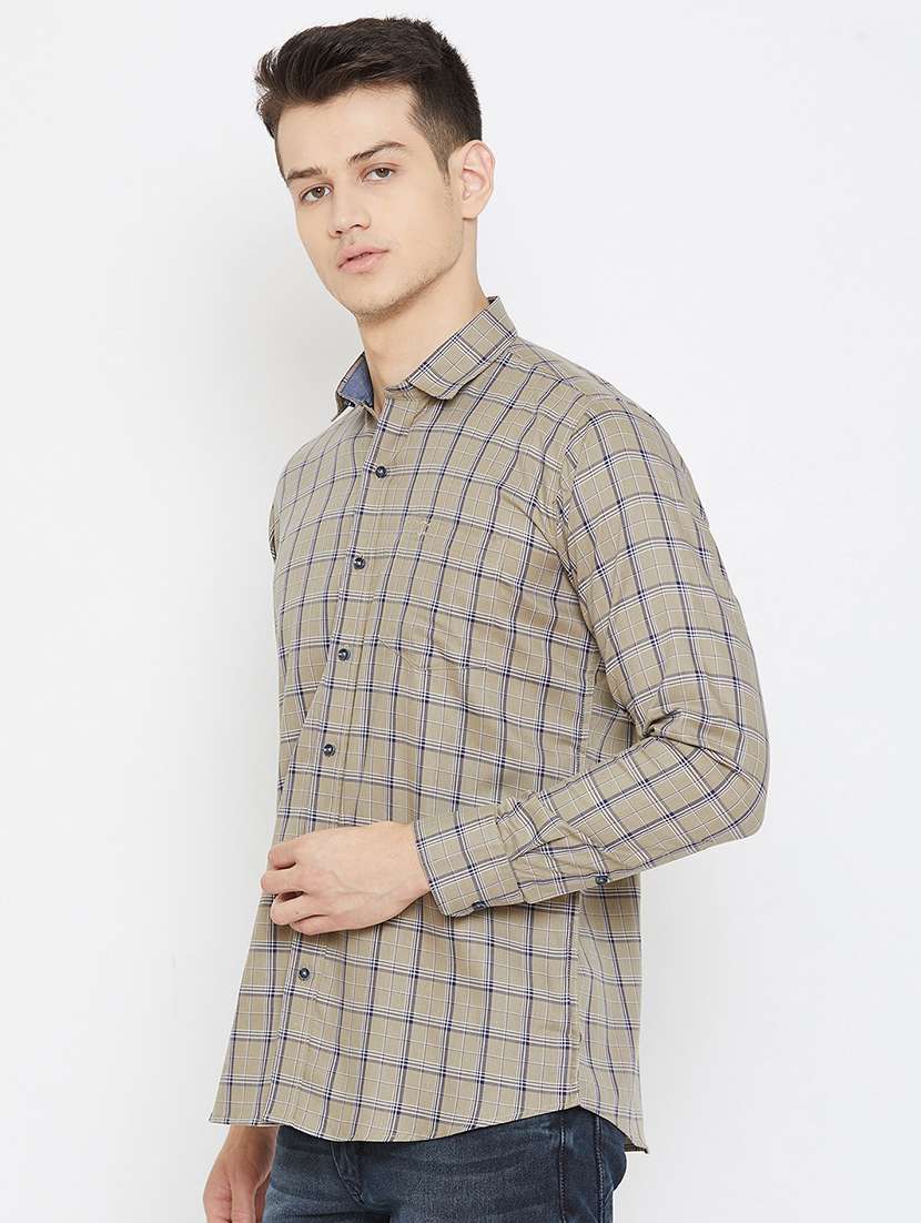 beige checkered casual shirt - 17792185 -  Standard Image - 1