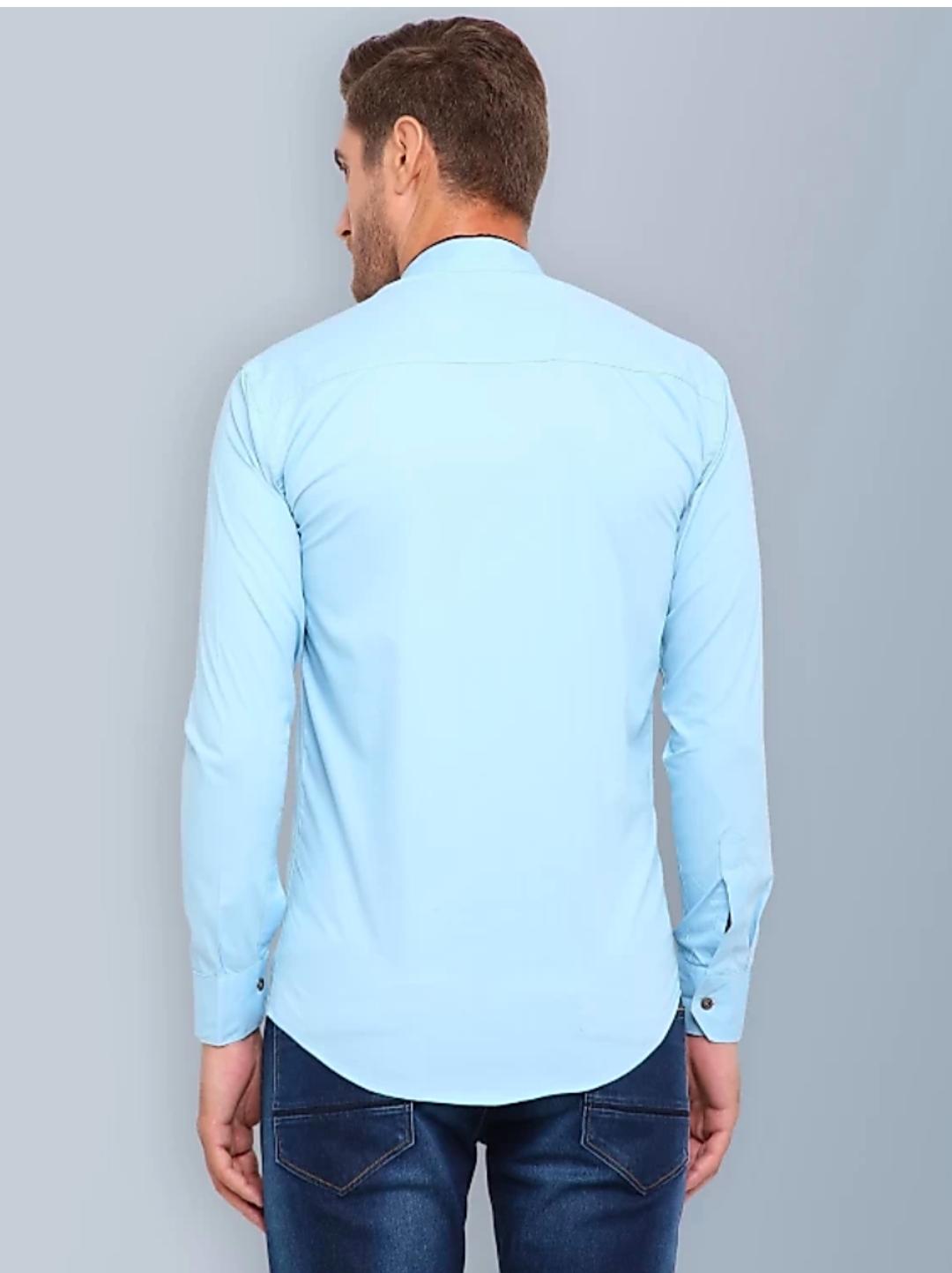 light blue cotton blend shirt  - 17792219 -  Standard Image - 1