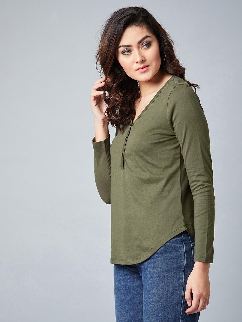 v-neck solid top - 17792363 - Standard Image - 1