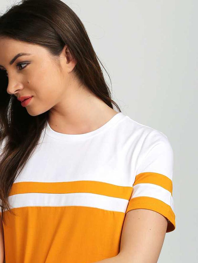 round neck color block tee - 17792368 - Standard Image - 4