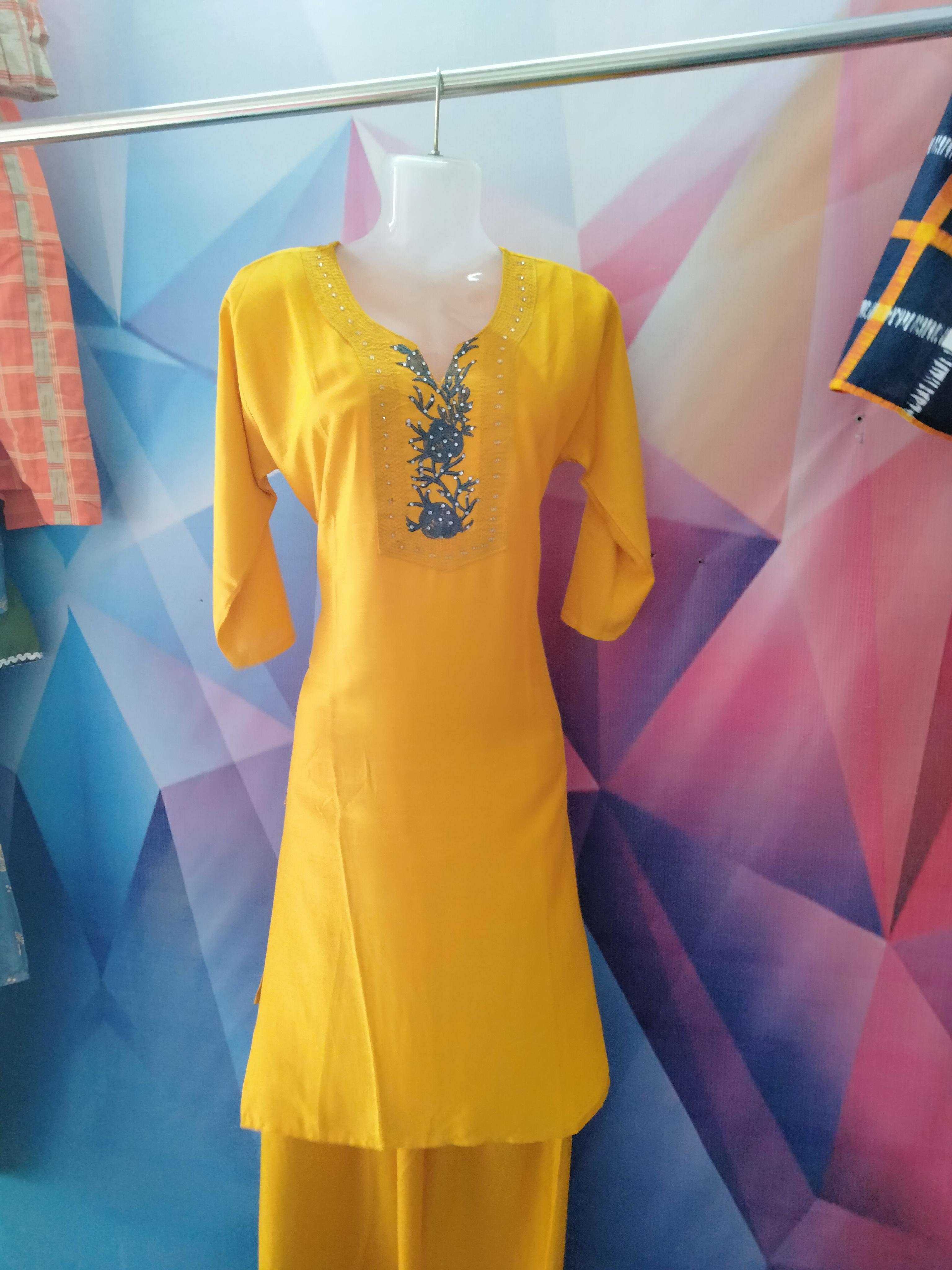 yellow rayon palazzo - 17792397 - Standard Image - 1