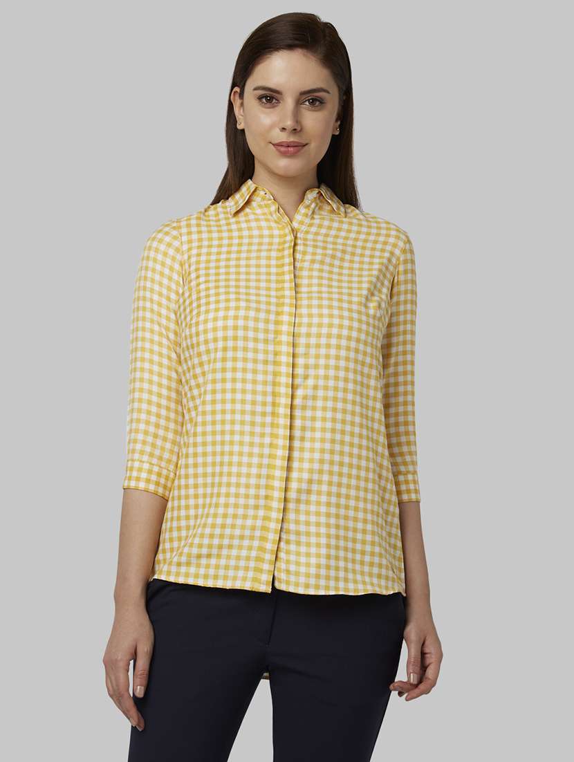 yellow checkered  shirt