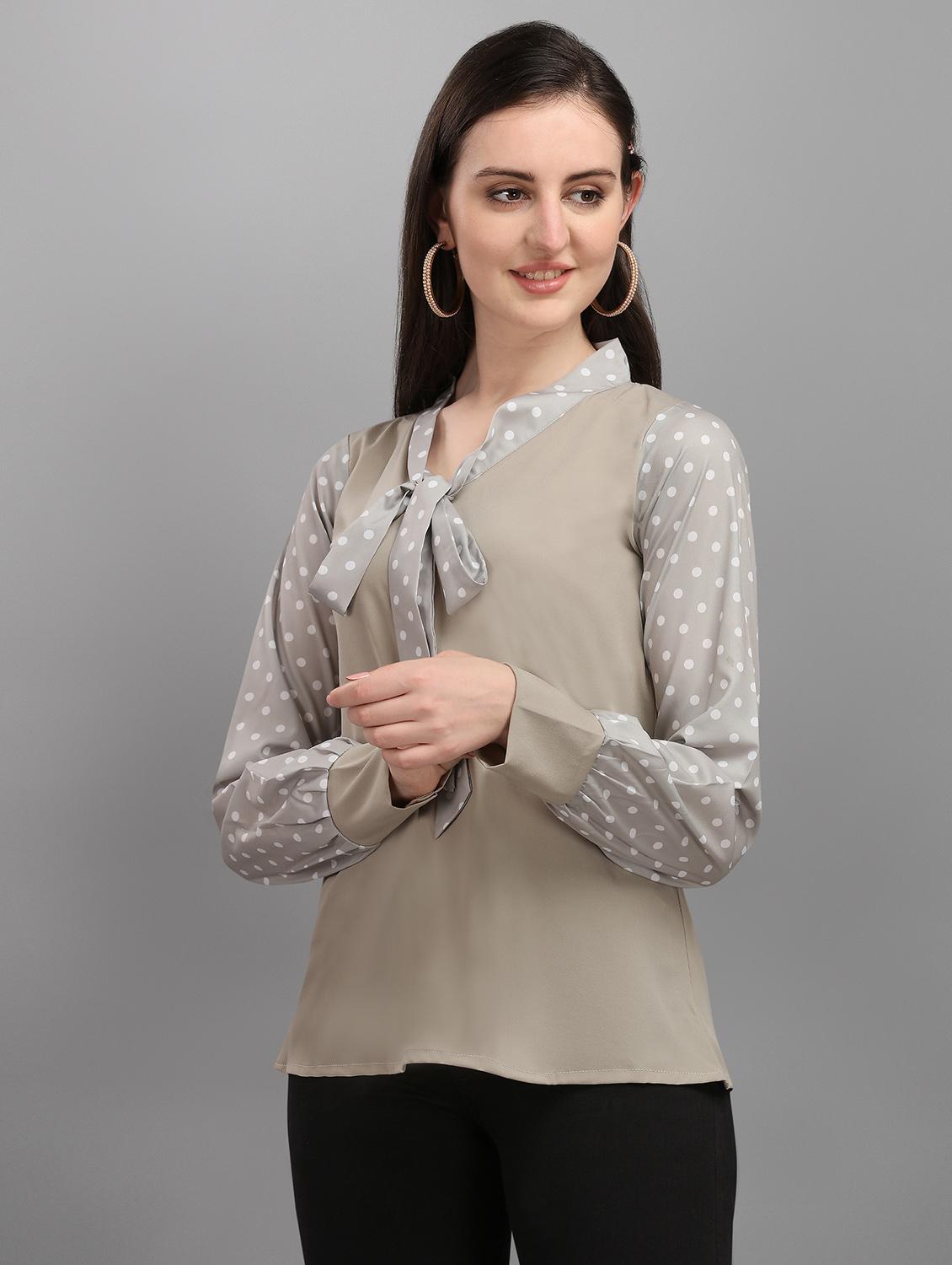 tie up neck printed top - 17793636 - Standard Image - 1