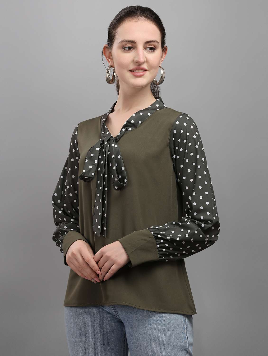 tie up neck printed top - 17793637 -  Standard Image - 1