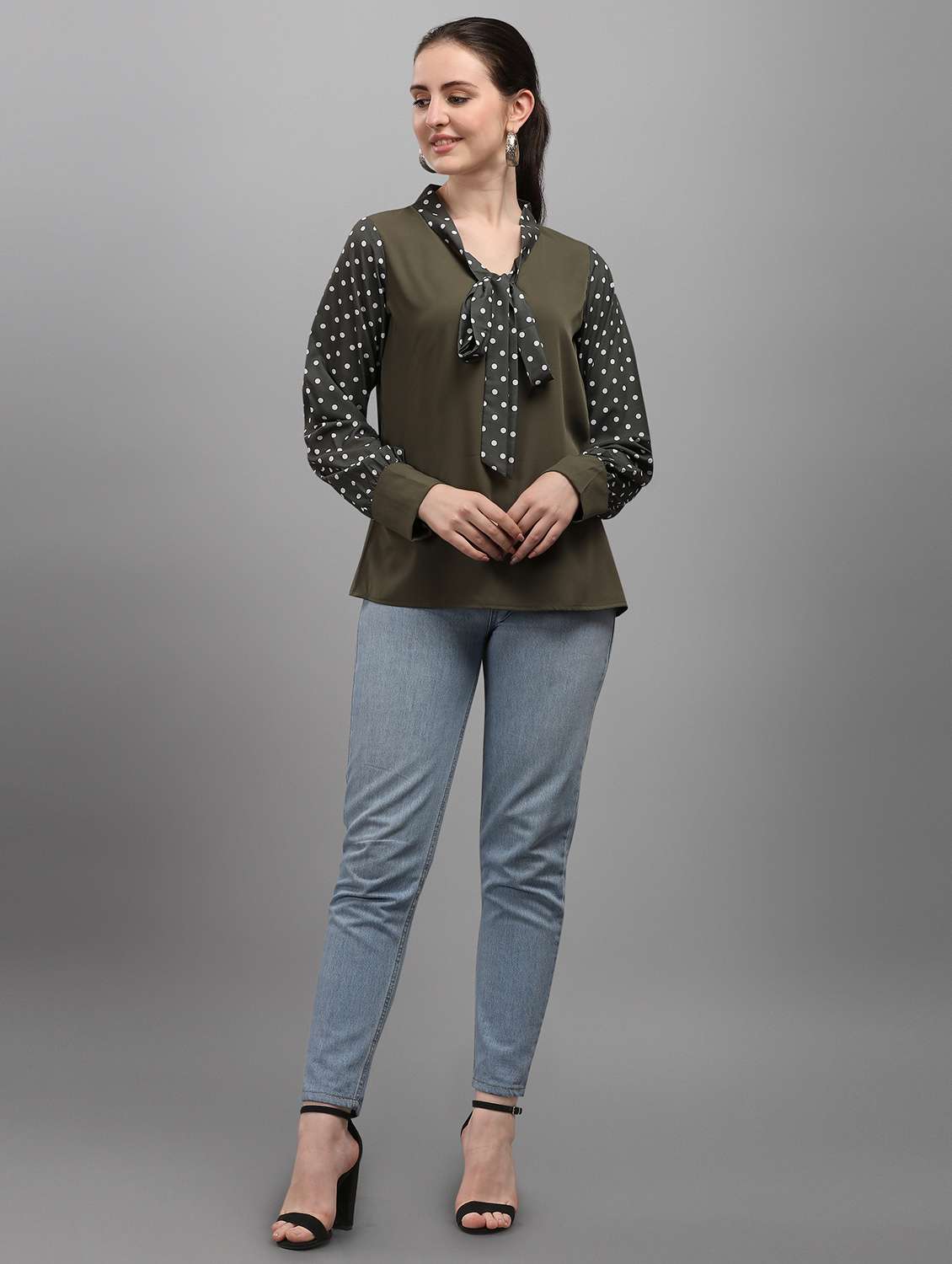 tie up neck printed top - 17793637 -  Standard Image - 4