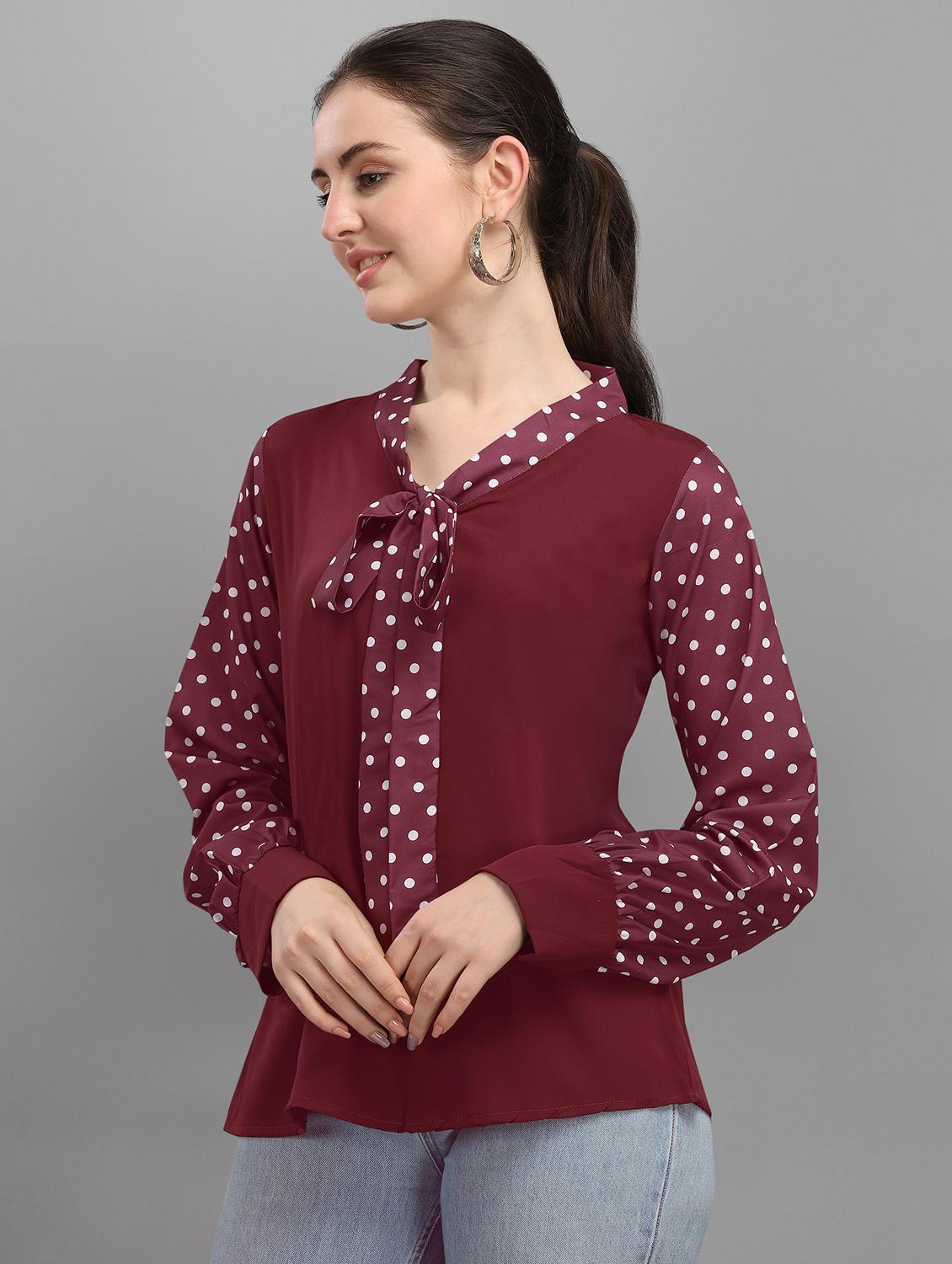 tie up neck printed top - 17793638 - Standard Image - 1