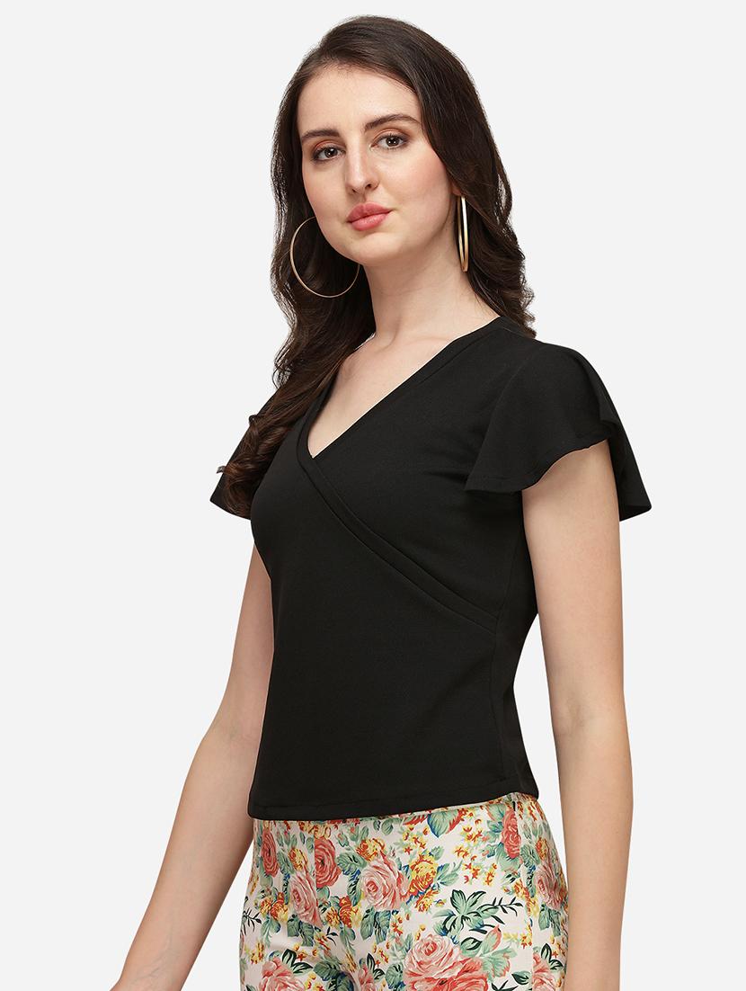 overlap neck solid top - 17793649 - Standard Image - 1