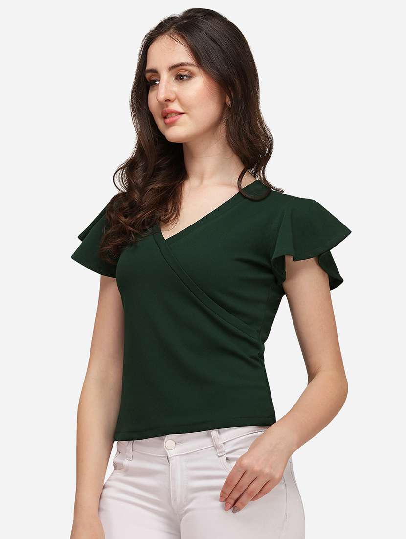 overlap neck solid top - 17793651 - Standard Image - 1