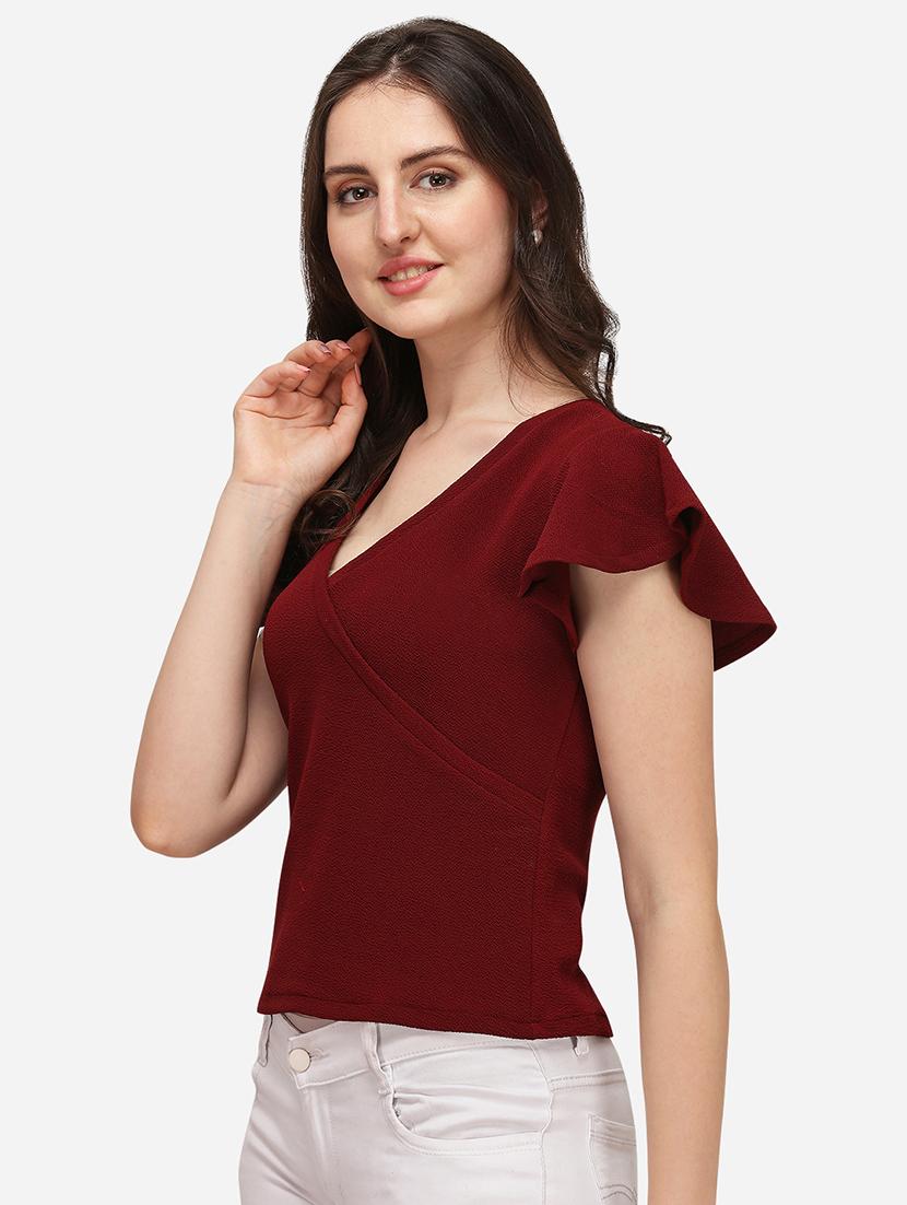 overlap neck solid top - 17793652 - Standard Image - 1