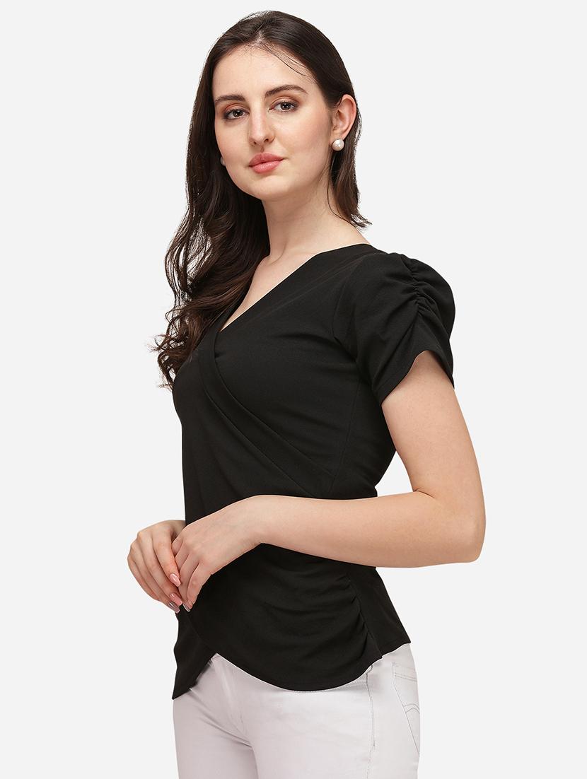 overlap neck solid top - 17793655 - Standard Image - 1